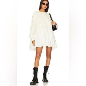 Free People Eleanor layered sweatshirt mini dress in an off-white  XS